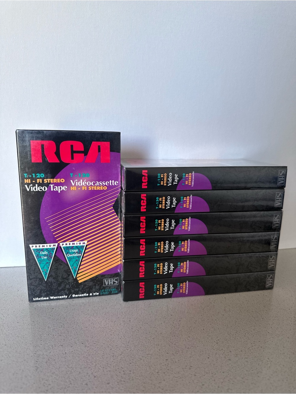 New Sealed Blank VHS Tapes Lot of 7- RCA T-120 Hi-Fi Stereo
